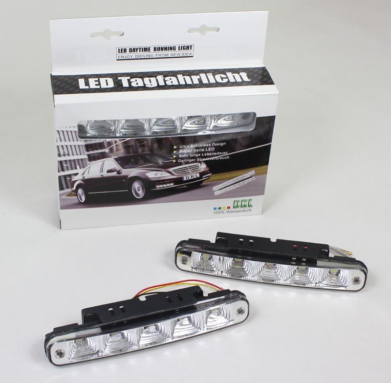VERSANDKOSTENFREI! LED TAGFAHRLICHT TAGFAHRLEUCHTEN 2x 5 SMD´s 10 WATT E4 + R87